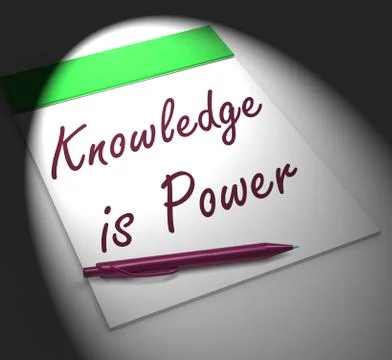 Knowledge is power notebook displays successful intellect and mental strength Иллюстрация