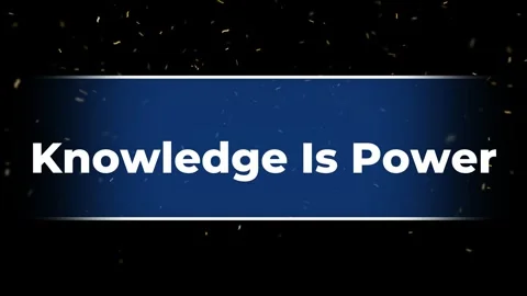 Knowledge is power text on blue background. Educational concept with bold Stock Footage 340250670
