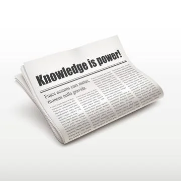 Knowledge is power words on newspaper Stock Illustration