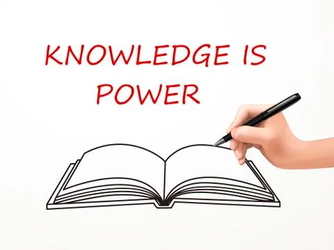 Knowledge is power written by human hand Stock Illustration