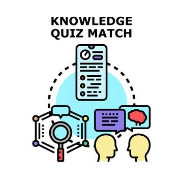 Knowledge quiz match playing on mobile phone app Stock Illustration