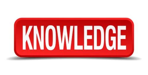 Knowledge red 3d square button isolated on white Stock Illustration