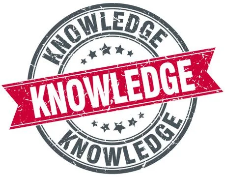 Knowledge red round grunge vintage ribbon stamp Stock Illustration