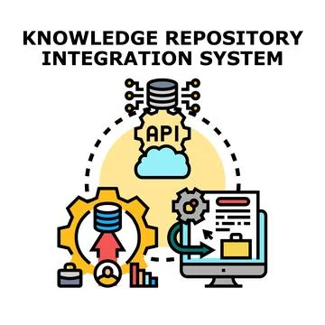 Knowledge repository integration system concept illustration Illustrazione stock
