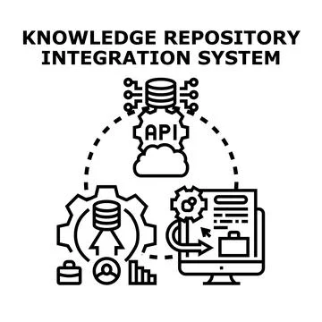 Knowledge repository integration system concept illustration Illustrazione stock