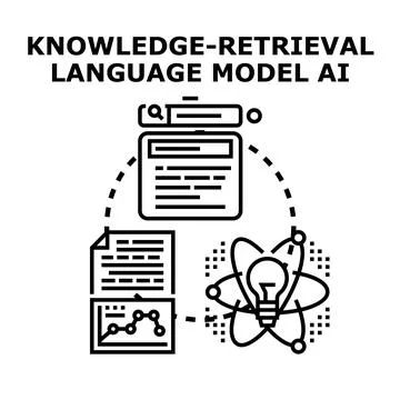 Knowledge retrieval language model ai developing concepts Illustrazione stock