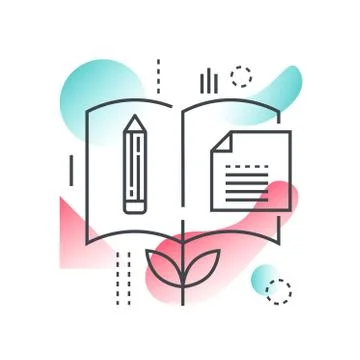 Knowledge, science, school online education and university vector concept in Stock Illustration