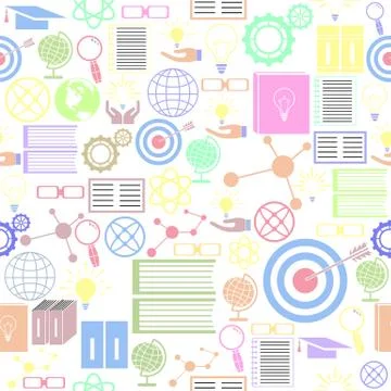 Knowledge seamless pattern background icon. 스톡 일러스트