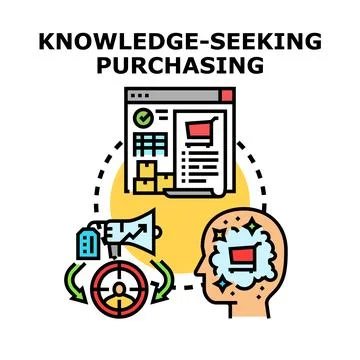 Knowledge seeking purchasing strategy and consumer behavior Stock Illustration