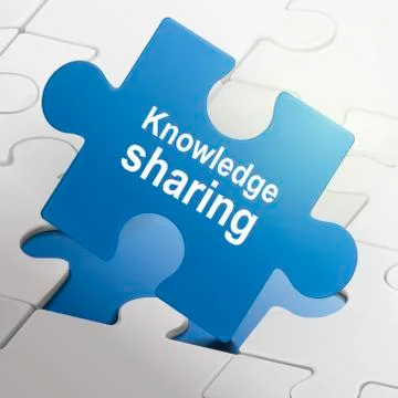 Knowledge sharing on blue puzzle pieces 스톡 일러스트