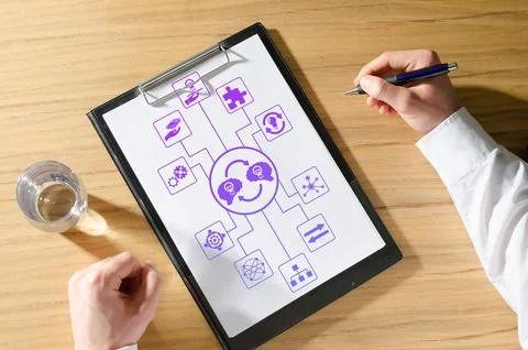 Knowledge sharing concept on a desk 스톡 사진