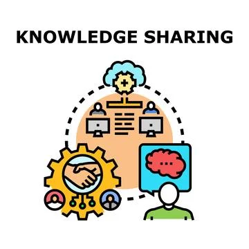 Knowledge sharing connecting people and information Illustrazione stock