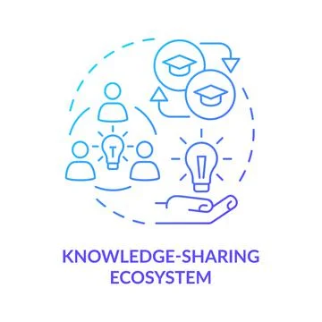 Knowledge-sharing ecosystem blue gradient concept icon Stock Illustration
