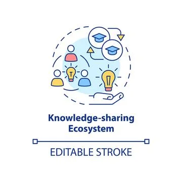 Knowledge-sharing ecosystem concept icon Stock Illustration