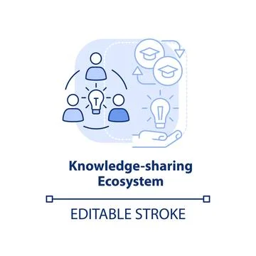 Knowledge-sharing ecosystem light blue concept icon 스톡 일러스트