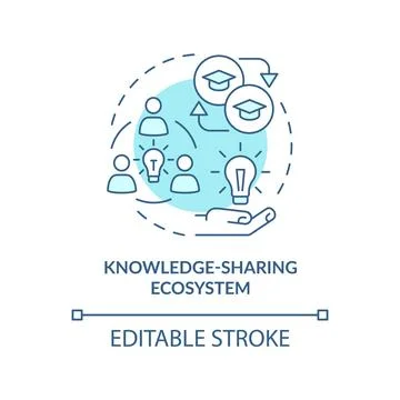 Knowledge-sharing ecosystem turquoise concept icon 스톡 일러스트