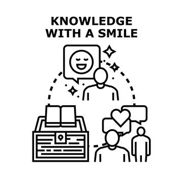 Knowledge sharing generating positive emotional response concept Stock Illustration