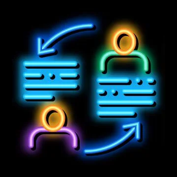 Knowledge sharing neon glow icon illustration Stock Illustration