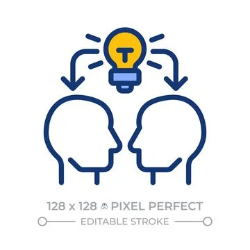 Knowledge sharing pixel perfect line color icon Stock Illustration