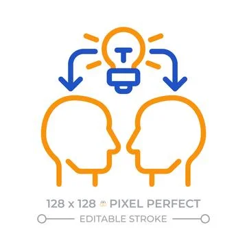 Knowledge sharing pixel perfect two color line icon Illustrazione stock
