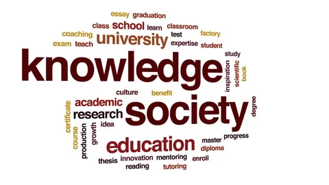 Knowledge society animated word cloud, text design animation. Stock Footage 74772406