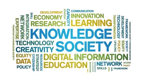 Knowledge Society animated word cloud,animation kinetic typography loop. Stock Footage 315776449