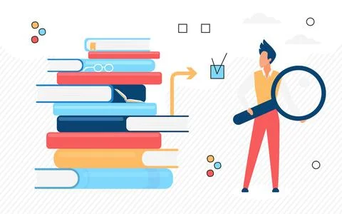Knowledge student library education huge pile books 스톡 일러스트