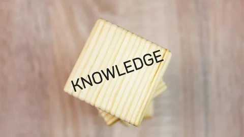 KNOWLEDGE text, word on high cubes. Acquiring knowledge, concept,animation Stock Footage 339581609