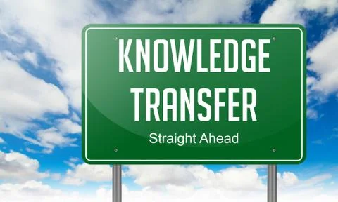 Knowledge Transfer on Highway Signpost. Stock Illustration