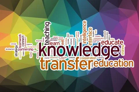 Knowledge transfer word cloud with abstract background Stock Illustration