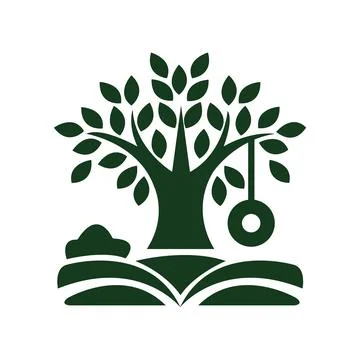 Knowledge tree from open book black and white on white background Stock Illustration