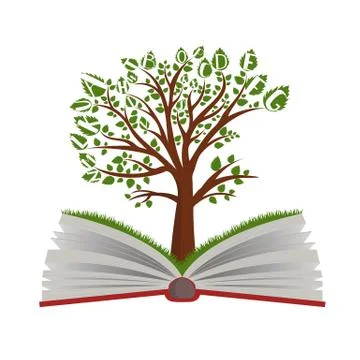 Knowledge tree from open book Stock Illustration