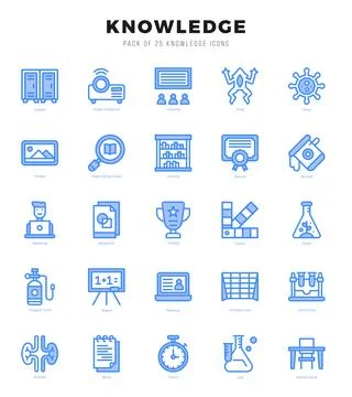 Knowledge Two Color icons collection. 25 icon set. Vector illustration. Stock Illustration