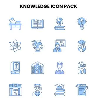 Knowledge Two Colour Collection Icons Pack Stockillustratie