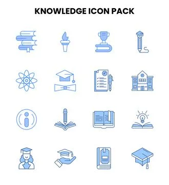 Knowledge Two Colour Collection Icons Pack Stock Illustration