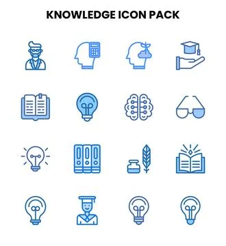 Knowledge Two Colour Collection Icons Pack Stock Illustration
