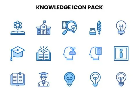 Knowledge Two Colour Design Icons Pack Stock Illustration