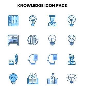 Knowledge Two Colour Scalable Icons Pack 库存插图