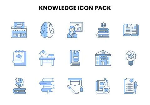Knowledge Two Colour Set Icons Pack Stockillustratie