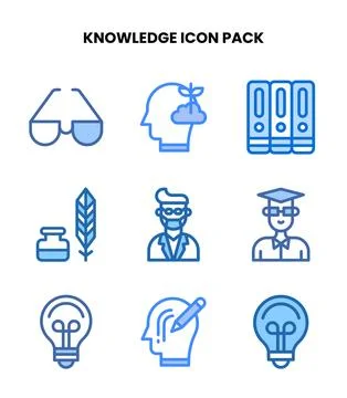 Knowledge Two Colour Set Icons Pack Stock Illustration