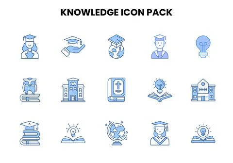 Knowledge Two Colour UI Icons Pack Stockillustratie