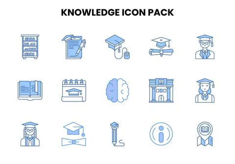 Knowledge Two Colour Vector Icons Pack Illustrazione stock