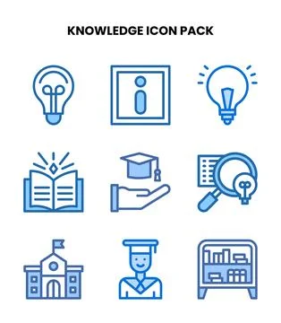 Knowledge Two Colour Vector Icons Pack Stock Illustration