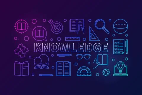 Knowledge vector colored line horizontal illustration Illustrazione stock