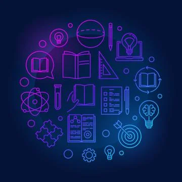 Knowledge vector colored round outline illustration Stock Illustration