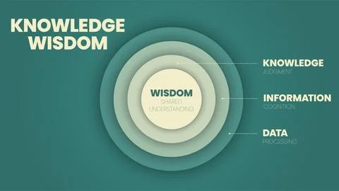 Knowledge Wisdom circle infographic template with icons has Wisdom (Shared .. Stock Illustration