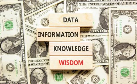Knowledge Wisdom symbol. Concept words Data Information Knowledge Wisdom on b Stock Photos