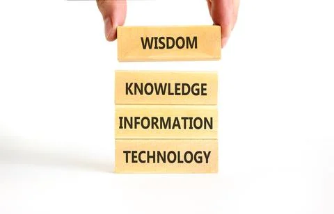 Knowledge Wisdom symbol. Concept words Data Information Knowledge Wisdom on.. Stock Photos