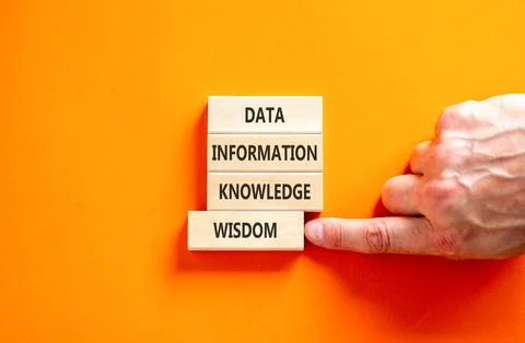 Knowledge Wisdom symbol. Concept words Data Information Knowledge Wisdom on.. Stock Photos
