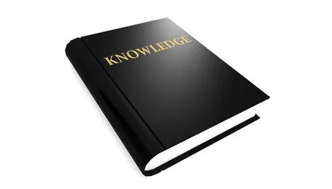 Knowledge word printed on a black book Stock Illustration